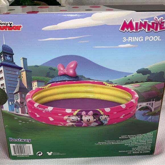 🔴NWTDisney Jr Minnie Mouse 3 Ring Pool inflated 48inx48inx9.8in - Picture 2 of 2